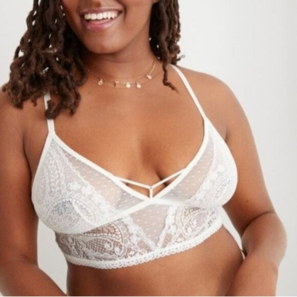 aerie Other - NEW Aerie Paisley Lace Longline Bralette Ivory Size M
